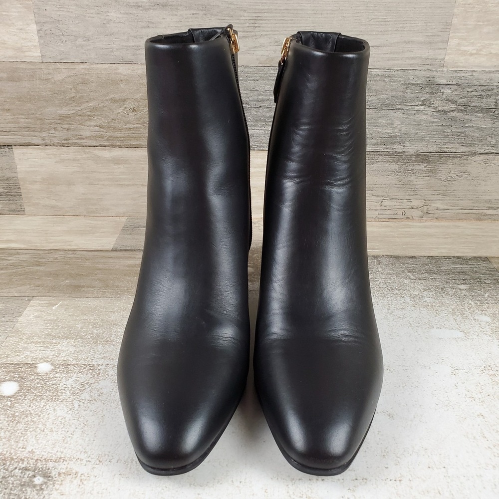 Aerosoles Madera Womens Ankle Bootie Sz 9 M Black Leather Tapered Toe Block Heel - Picture 2 of 10